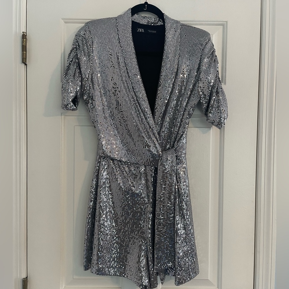 Zara Silver Surplice Romper